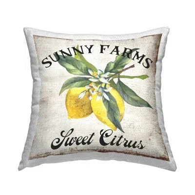 Stupell Industries Sunny Farms Sweet Lemon Outdoor Printed Pillow By Creatif Belle In Yellow