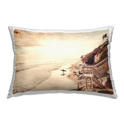 Stupell Industries Sunset & Surf Landscape Outdoor Printed Pillow By Sisi And Seb In Beige