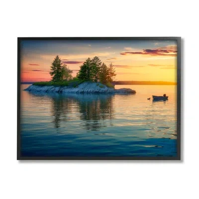 Stupell Industries Sunset Island Horizon By Rick Berk - Floater Frame Photograph On Wood In Midnight Black Framed Giclee