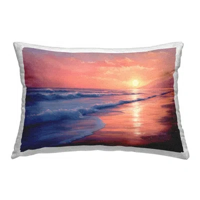 Stupell Industries Sunset Reflection On Shore Outdoor Printed Pillow By Imagine It Images In Orange