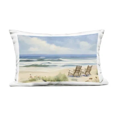 Stupell Industries Sunset View Beach Palms Outdoor Printed Pillow Design By Kim Allen In Blue Beach