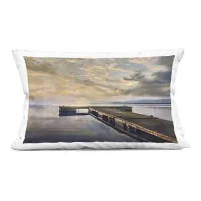 Stupell Industries Surfboard Standing Near Shore Decorative Printed Throw Pillow, Design By Lsr Design Studio In Brown Nautical & Beach 1
