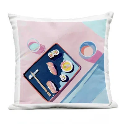 Stupell Industries Sushi Me Food Tray Outdoor Printed Pillow Design By Walker Noble In Blue