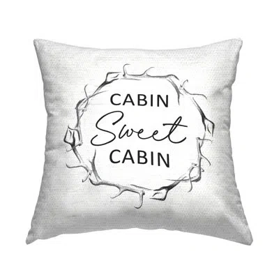 Stupell Industries Sweet Cabin Rustic Antlers Wreath Outdoor Printed Pillow By Lettered And Lined In Black;white
