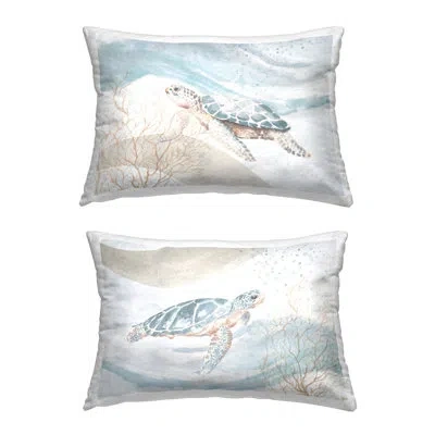 Stupell Industries Swimming Turtles Oasis Decorative Printed Throw Pillow Design By Patricia Pinto (set Of 2) In Blue