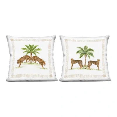 Stupell Industries Symmetrical Cheetahs & Palm Trees 2 Piece Decorative Printed Throw Pillow Set, Design By Janet Tava In Tan