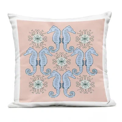 Stupell Industries Symmetrical Coral Seahorse Pattern Design By Sazerelli Designs Outdoor Printed Pillow In Pink