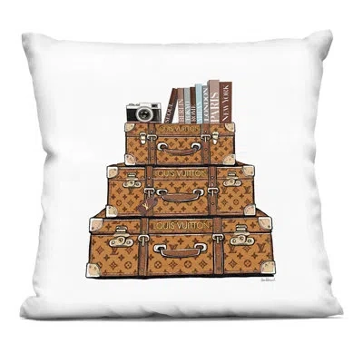 Stupell Industries Symmetrical Stacked Suitcases Decorative Printed Throw Pillow Design By Amanda Greenwood In Brown Suitcase 1