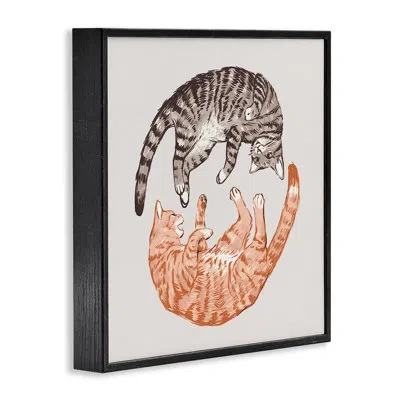 Stupell Industries Tabby Cats Duo Giclee Art By Ziwei Li In Midnight Black Framed Giclee