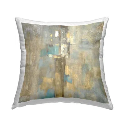 Stupell Industries Tan Blue Abstract Blocked Brush Stroke Pattern Printed Throw Pillow Design By Justin Turner