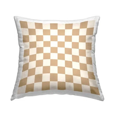 Stupell Industries Tan Checkerboard Pattern Decorative Printed Throw Pillow Design By Carrie Cantwell