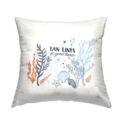 Stupell Industries Tan Lines Beach Quote Various Seashells Printed Throw Pillow Design By Janelle Penner In Beige