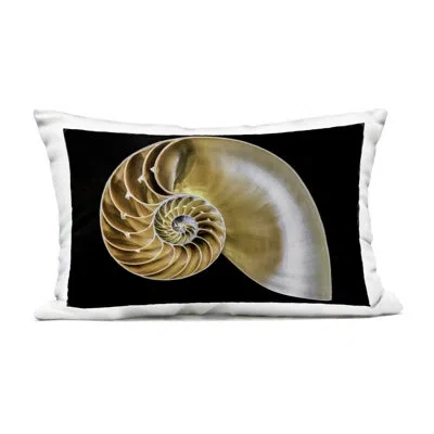 Stupell Industries Tan Nautilus Shell On Black Outdoor Printed Pillow Design By Mary Lou Johnson