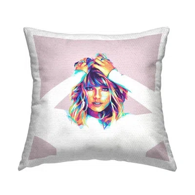 Stupell Industries Taylor With Rainbow Hair Outdoor Printed Pillow By Birch&ink In White
