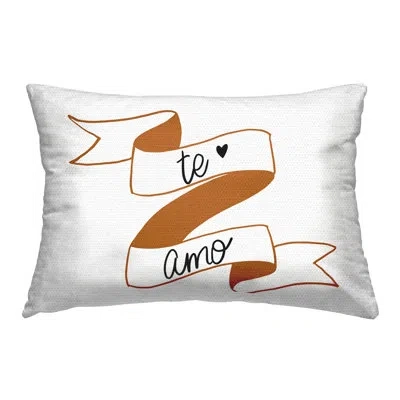Stupell Industries Te Amo Con Cinta Outdoor Printed Pillow By Sd Graphics Studio In Orange
