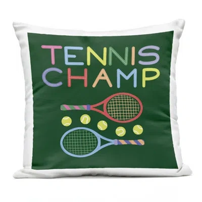 Stupell Industries Tennis Champ Racket & Balls Design By Sazerelli Designs Outdoor Printed Pillow In Green