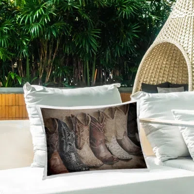 Stupell Industries Texan Lineup Boots Printed Outdoor Throw Pillow Design By Rileyb In Brown
