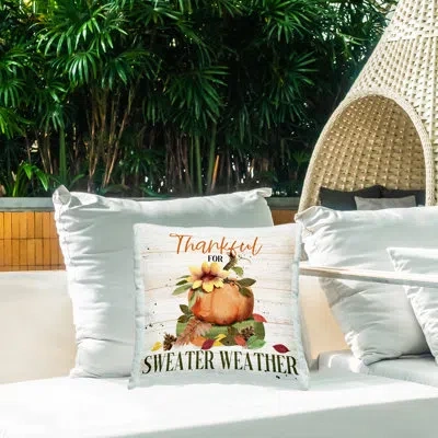 Stupell Industries Thankful Sweater Weather Printed Outdoor Throw Pillow Design By Deane Beesley In White