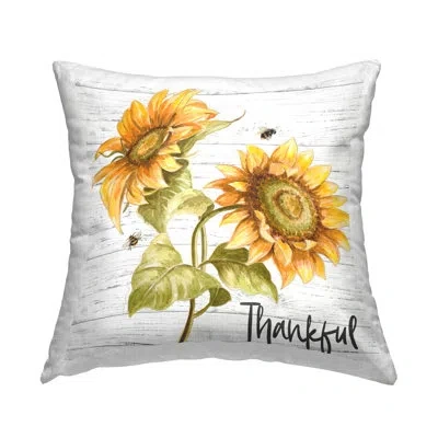 Stupell Industries Thankful Text Country Sunflowers Bumble Bees Decorative Printed Throw Pillow By Patricia Pinto