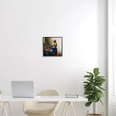Stupell Industries The Kitchen Maid Johannes Vermeer Classical By One1000paintings - Floater Frame Painting On Canvas In Midnight Black Framed Giclee