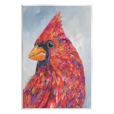 Stupell Industries The Messenger Red Cardinal Layered Collage Bird Painting By Lisa Morales - Unframed Photograph On Md In Blue;red;orange