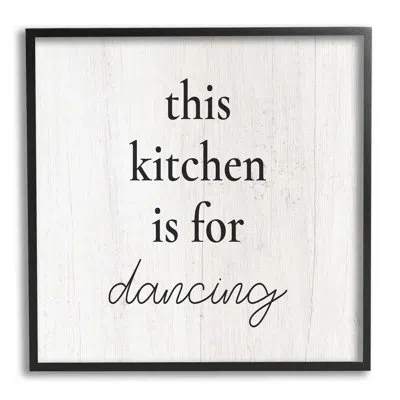 Stupell Industries This Kitchen Is For Dancing Phrase Framed Giclee Art By Lil' Rue In Midnight Black Framed Giclee