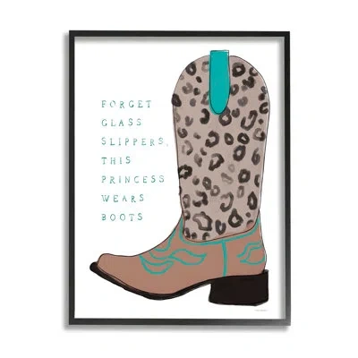 Stupell Industries This Princess Wears Boots Cowgirl By Kamdon Kreations - Floater Frame Graphic Art On Wood In Midnight Black Framed Giclee