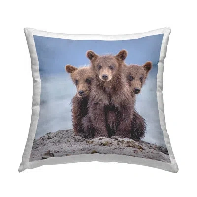 Stupell Industries Three Bear Cubs Decorative Printed Throw Pillow By Paolo Mignosa In Blue;brown
