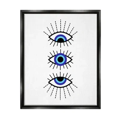 Stupell Industries Three Evil Eyes Pattern By Martina Pavlova Floater Frame Print On Canvas In Jet Black Floater Frame