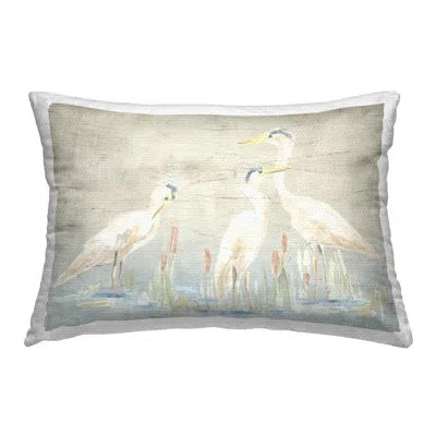 Stupell Industries Three Heron Birds Outdoor Printed Pillow By June Erica Vess In Blue;white;beige