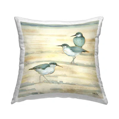 Stupell Industries Three Sandpipers Walking Beach Coast Printed Throw Pillow Design By Paul Brent