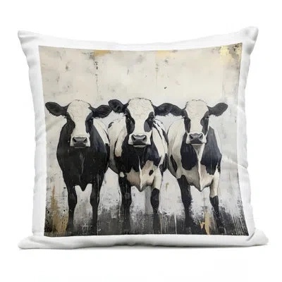 Stupell Industries Three Spotted Cows Outdoor Printed Pillow, Design By Creative Studio In Black