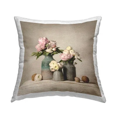 Stupell Industries Three Spring Blooms Outdoor Printed Pillow By Leah Mclean In Beige