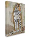 Stupell Industries Tiger Gazing Abstract Shape Collage Orange Brown Stretched Canvas Wall Art By Jen In Beige