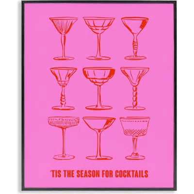 Stupell Industries 'tis The Season Framed Canvas Wall Art In Pink