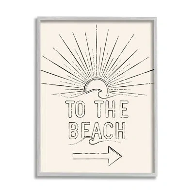 Stupell Industries To The Beach Weathered Vintage Sun By Jj Design House Llc - Floater Frame Graphic Art On Canvas In Farmhouse Gray Framed Giclee