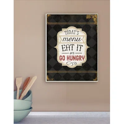 Stupell Industries Today's Menu Eat It Or Go Hungry Textual Art Wall Plaque In Black;red