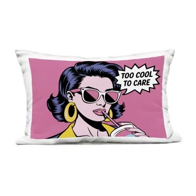 Stupell Industries Too Cool To Care Iconic Outdoor Printed Pillow, Design By Andreas Magnusson, 14 X 7 X 20 In Pink