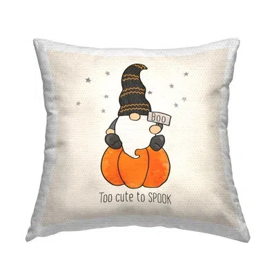 Stupell Industries Too Cute To Spook Pumpkin Gnome Outdoor Printed Pillow By Pdr Studios In Brown;white;orange