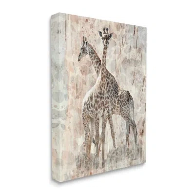 Stupell Industries Towering Giraffes Pair Overlay Spotted Pattern Design - Floater Frame Graphic Art In Wrapped Canvas