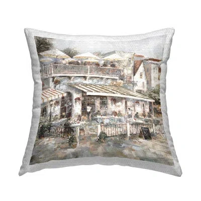 Stupell Industries Town Café Patio Outdoor Printed Pillow By Ruane Manning In Tan