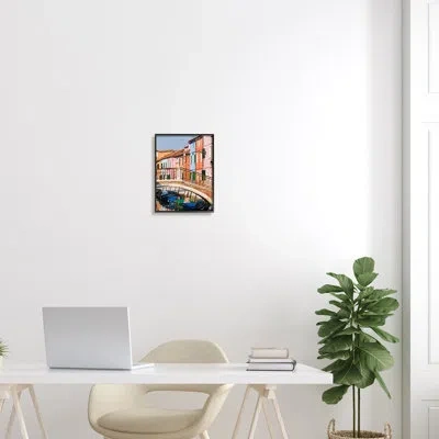 Stupell Industries Town River Canal Boats Scenery By Danita Delimont - Floater Frame Photograph On Wood In Midnight Black Framed Giclee