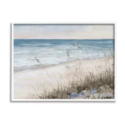 Stupell Industries Traditional Beach Coast Line Framed Print In Blue
