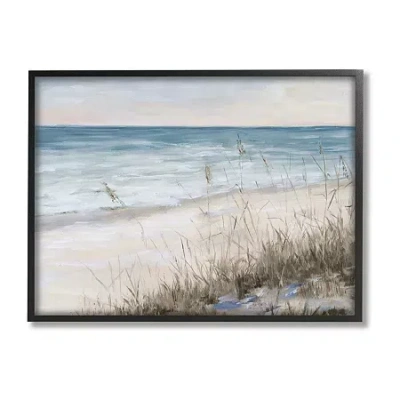 Stupell Industries Traditional Beach Coast Line Framed Print In Blue