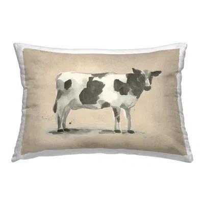 Stupell Industries Traditional Cow On Beige Decorative Printed Throw Pillow Design By June Erica Vess