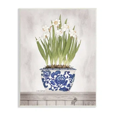 Stupell Industries Traditional Daffodil Flowers Porcelain Pattern Bowl Countryside Flowers Stretched Canvas Wall Art By In Wall Plaque