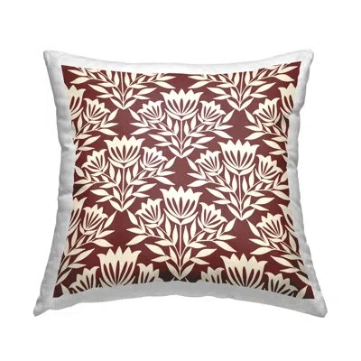 Stupell Industries Traditional Maroon Flower Arrangement Cream Pattern Printed Throw Pillow Design By Taylor Shannon De