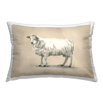 Stupell Industries Traditional Minimal Sheep Decorative Printed Throw Pillow Design By June Erica Vess In Beige