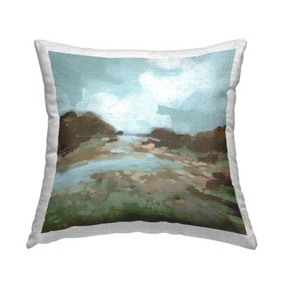 Stupell Industries Traditional River Bend Outdoor Printed Pillow By June Erica Vess In Blue