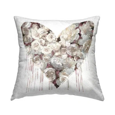 Stupell Industries Traditional Rose Blossom Heart Shape Outdoor Printed Pillow By Lindsay Rodgers In Brown;white;gray